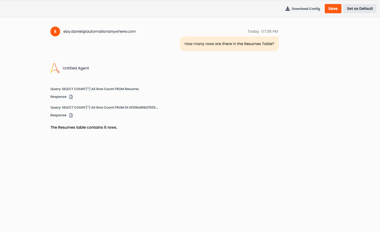 Agent query example