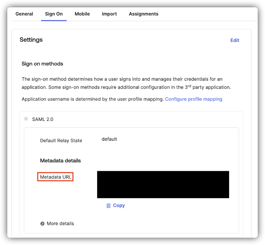 Okta Metadata URL