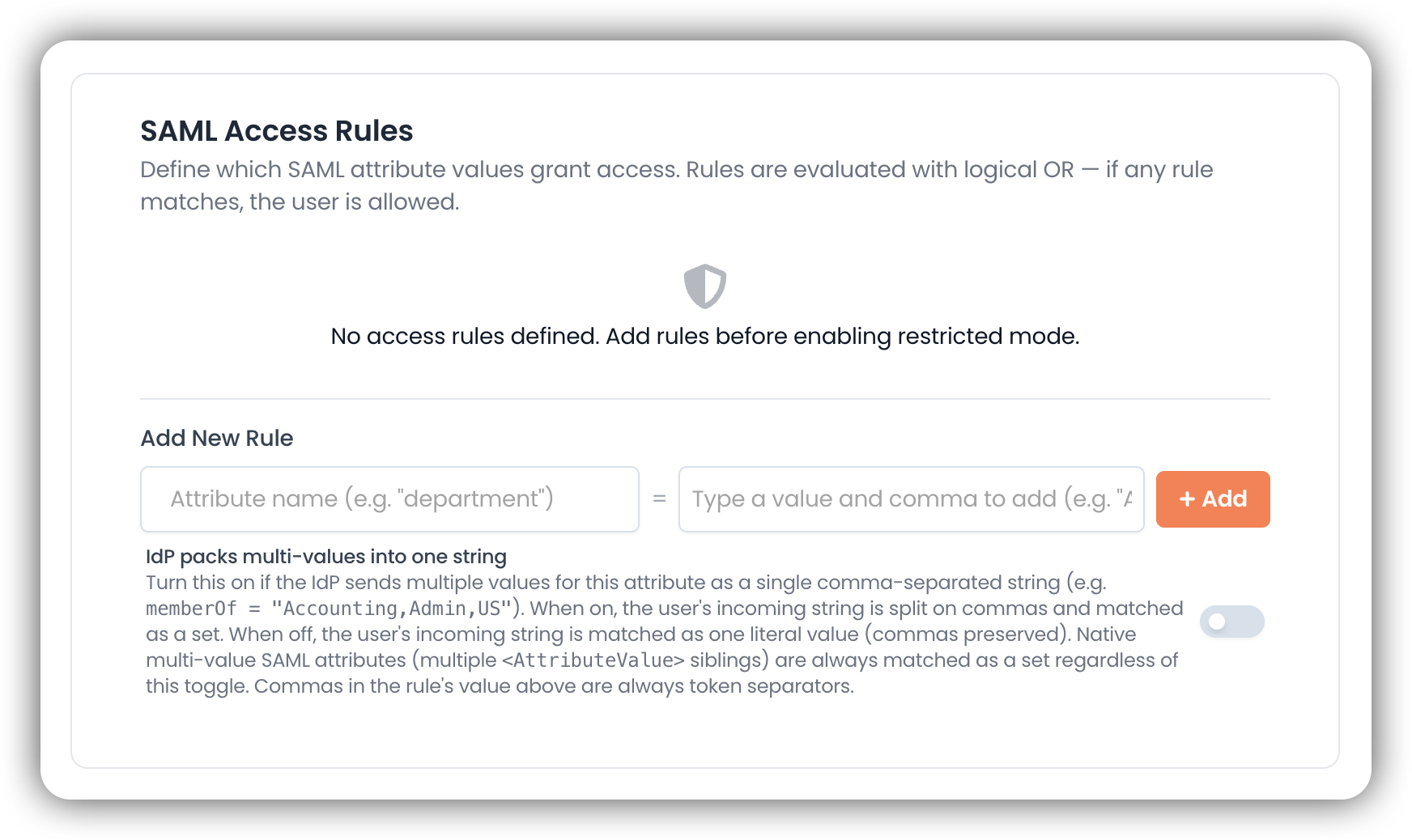 SAML Access Rules