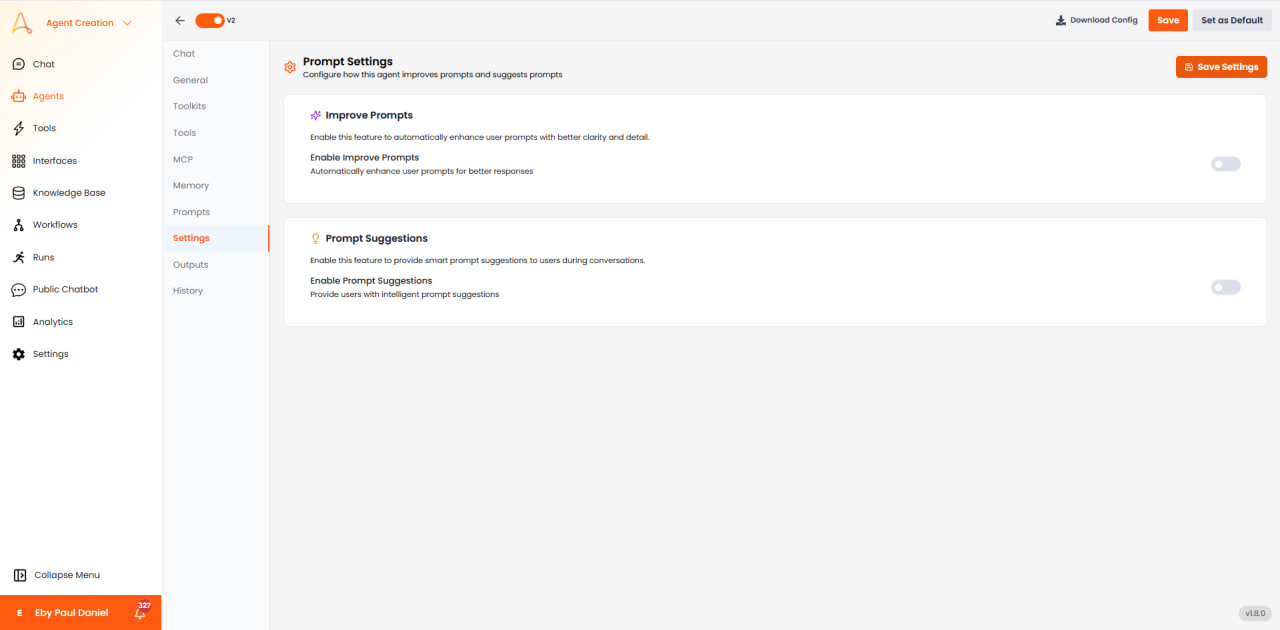 Configuración de Configuración de Prompts