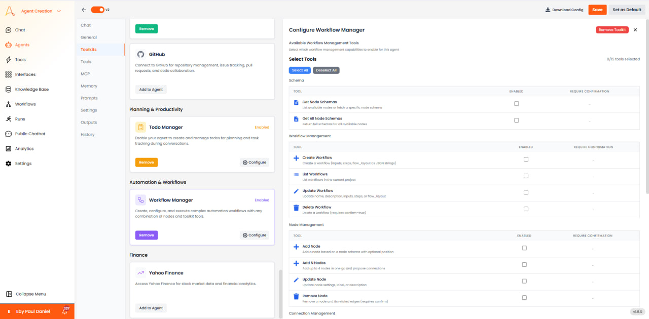 Configuración del Gestor de Flujos de Trabajo con herramientas de Esquema, Flujo de Trabajo y Gestión de Nodos