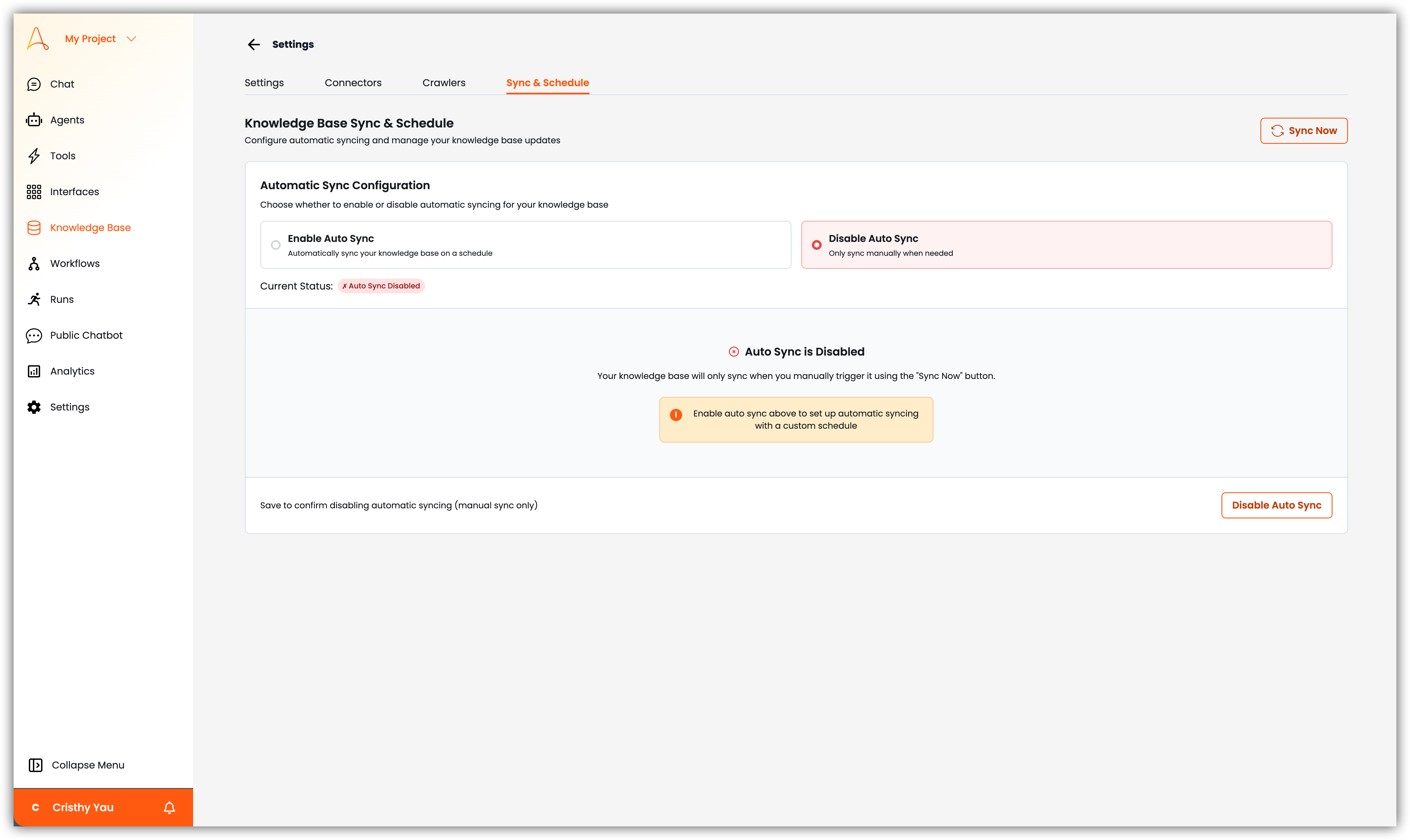 Sincronización y Programación de la Base de Conocimiento
