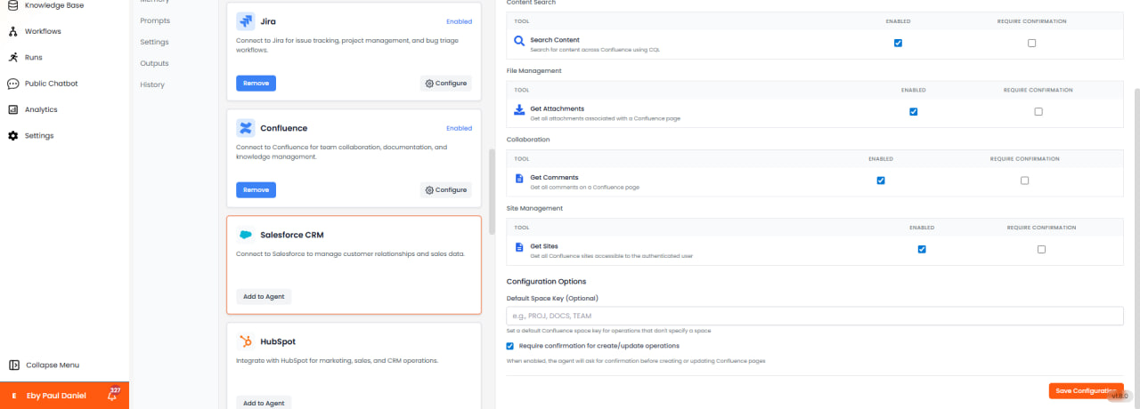 Confluence Search Content, File Management, Collaboration, and Site Management tools