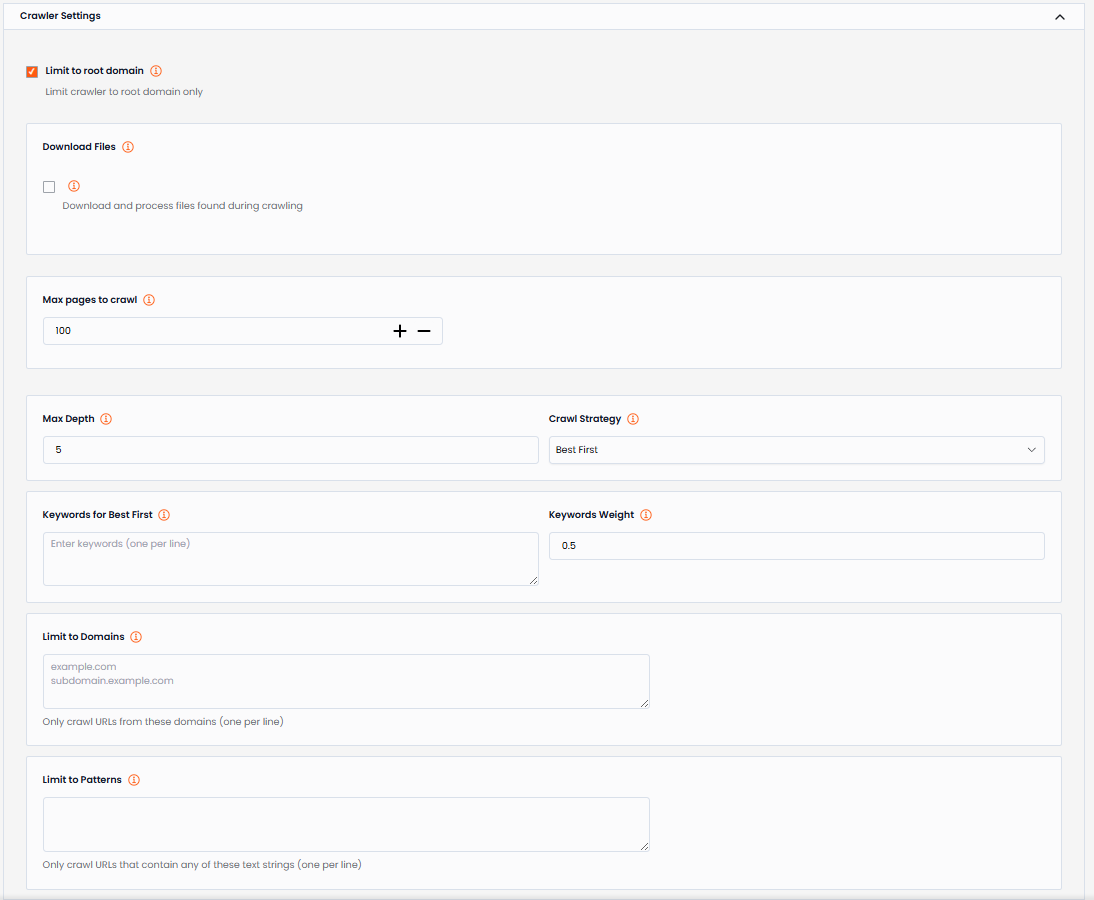Crawler Settings