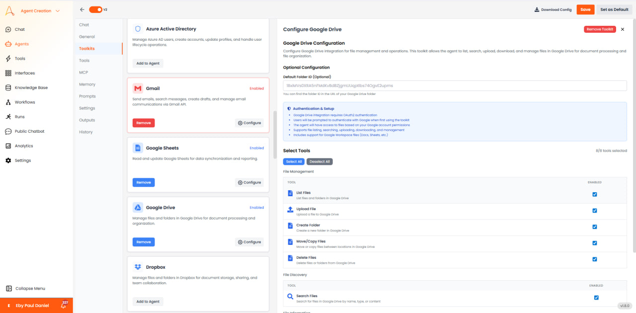Google Driveの設定 - オプションのフォルダIDとファイル管理ツール