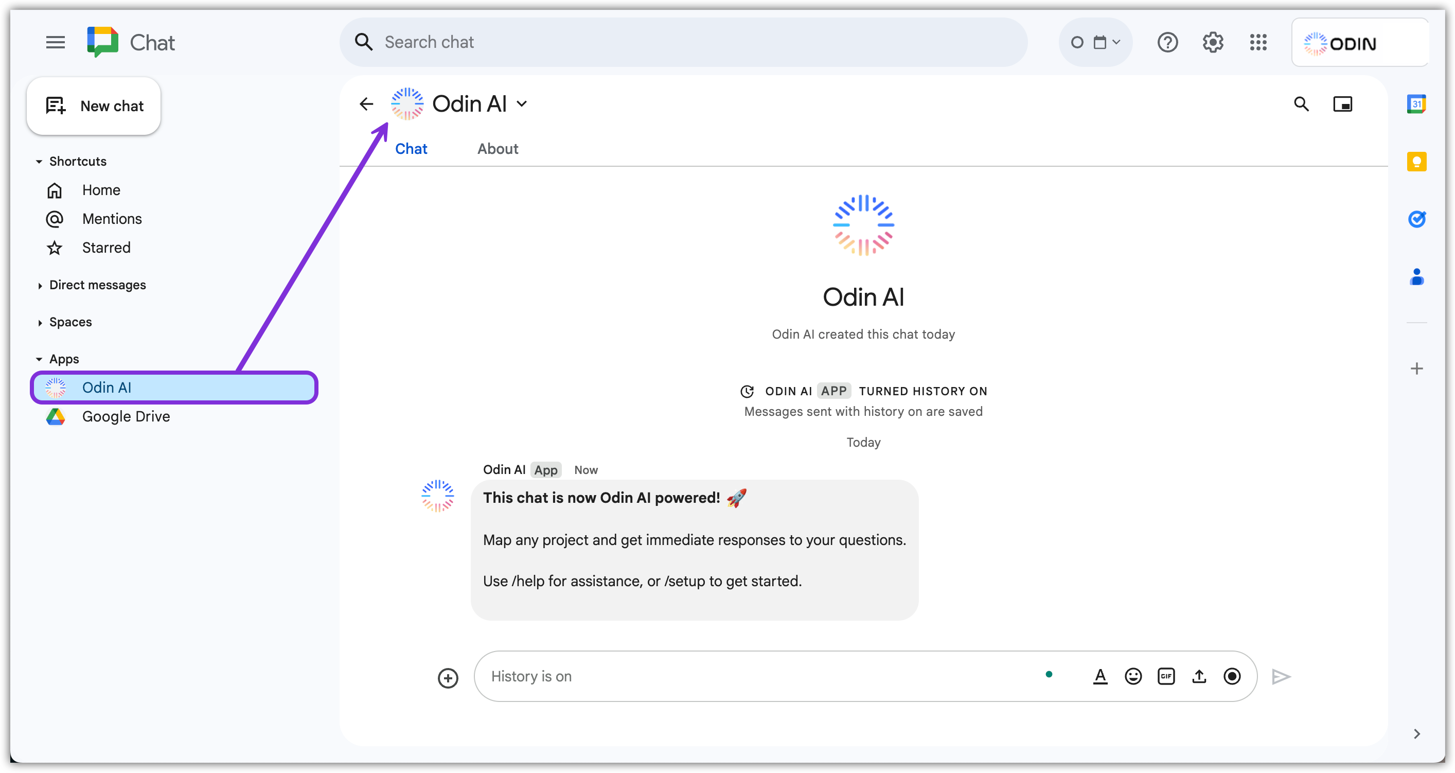 Find EKB in Google Chat