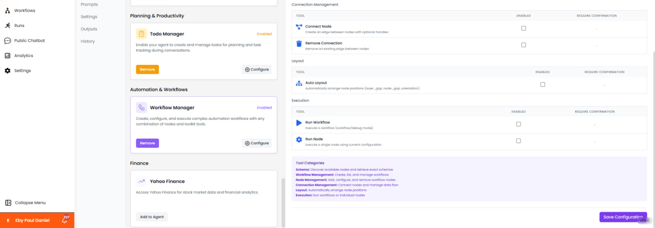 Workflow Manager 연결 관리, 레이아웃 및 실행 도구