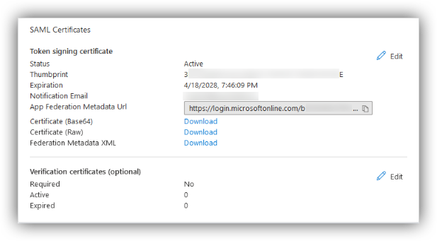 Azure AD 메타데이터 URL