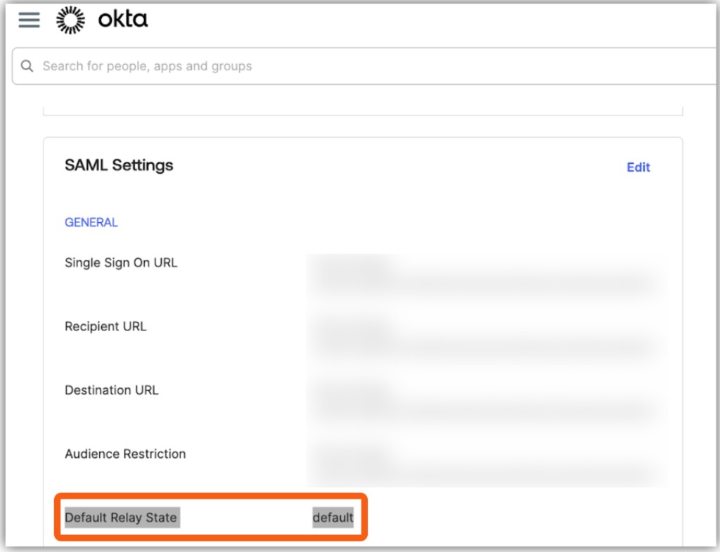Configurações SAML do Okta